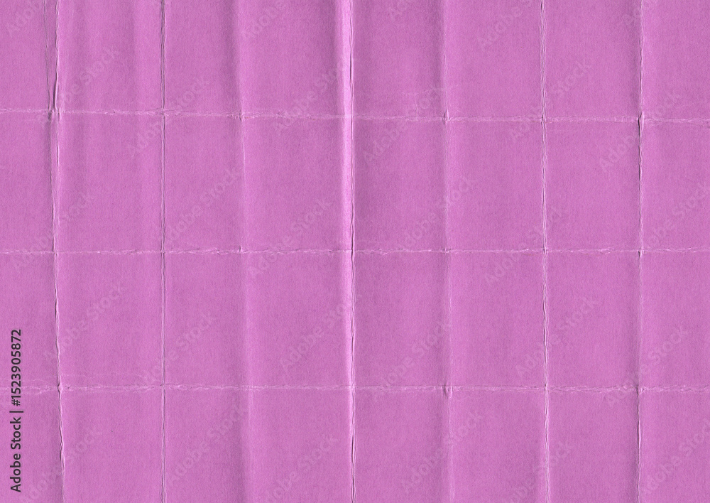 Fototapeta premium scan of purple paper featuring a tight grid of vertical and horizontal folding marks. The creases form a regular matrix pattern and add depth and realism to the surface. 
