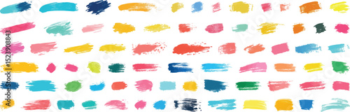 Brush Strokes Vector Set, Colorful Paint Splatters on White Background