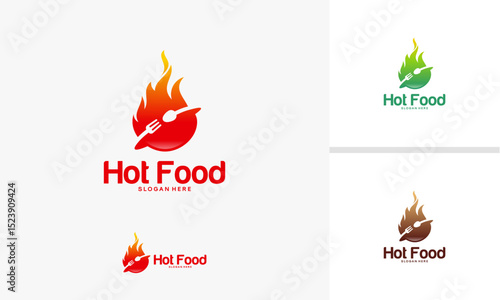 Spicy Food Logo template vector, Hot Food Fire logo designs template