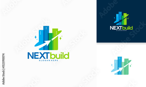 Modern Building Tower designs template, Forward Building logo designs concept,