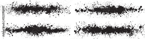 Grunge Splatter Vector, Black Ink Textures Isolated on White.