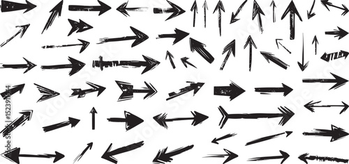 Grunge Arrows Vector Collection on White Background