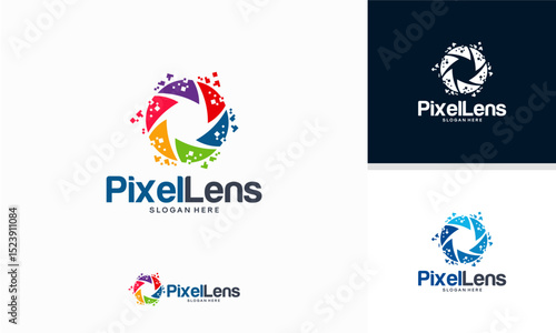 Pixel Lens logo designs concept vector, Lens Technology logo template