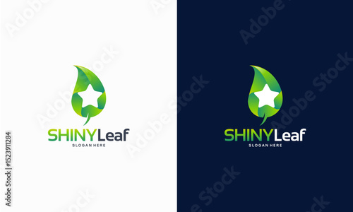 Shiny Nature logo, Shiny Leaf logo, Shiny Farm logo, Nature Star symbol template vector illustration