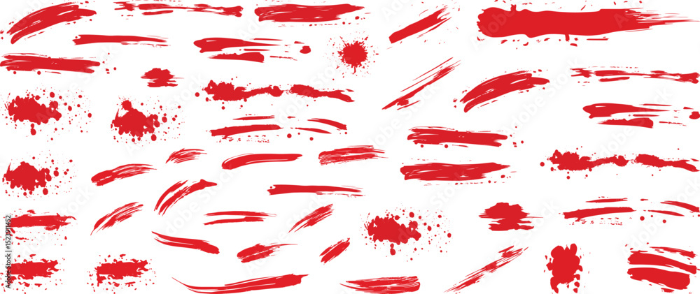 Red Paint Strokes and Splatters, Vector Illustration. Red Paint Strokes and Splatters, Vector Illustration.