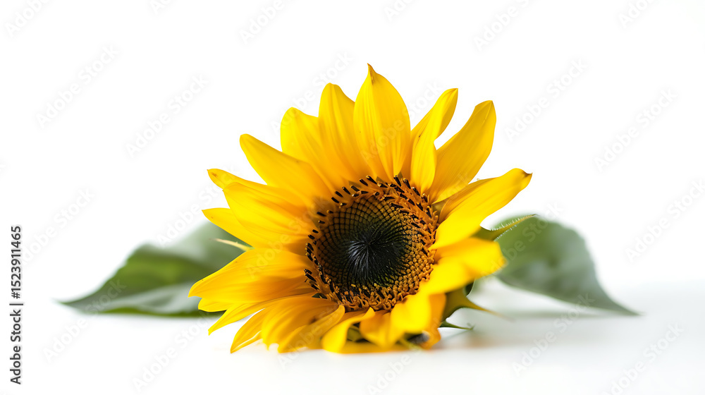 Fototapeta premium Sunflower Field Style Bloom on White Background