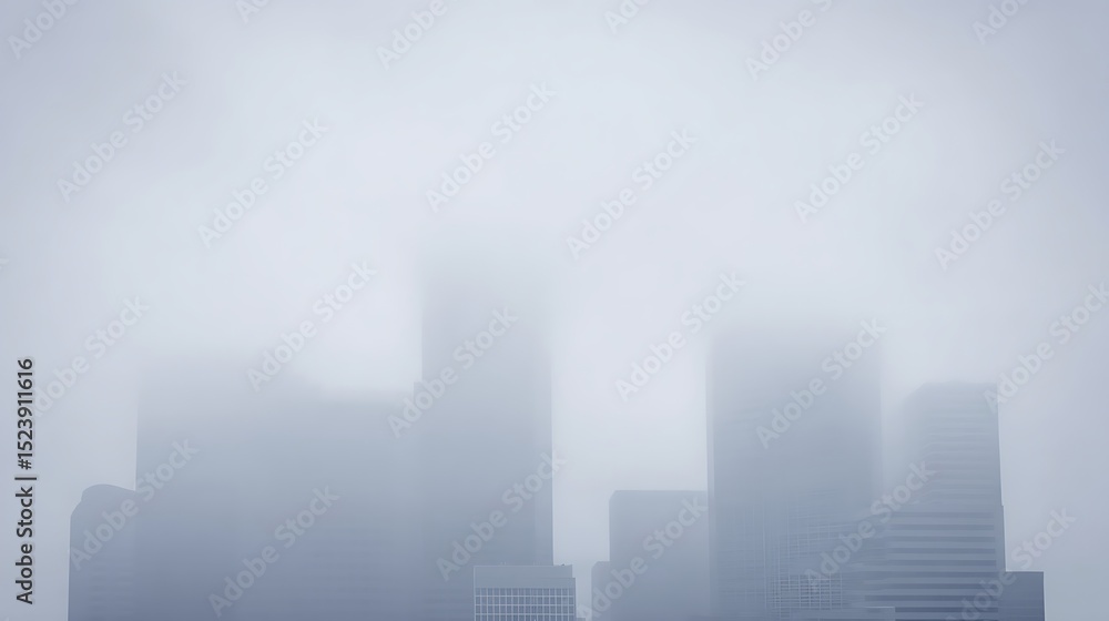 Fototapeta premium Skyscrapers barely visible through heavy fog