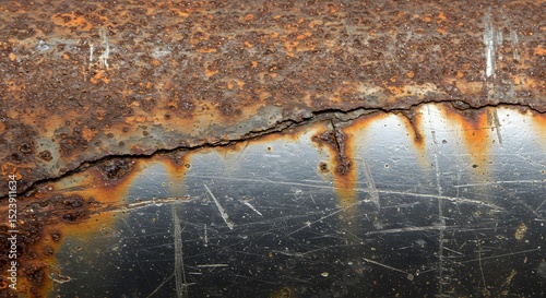 Industrial warzone surface displays corrosion and wear on metallic pipe, illustrating the effects of time and environment on material integrity