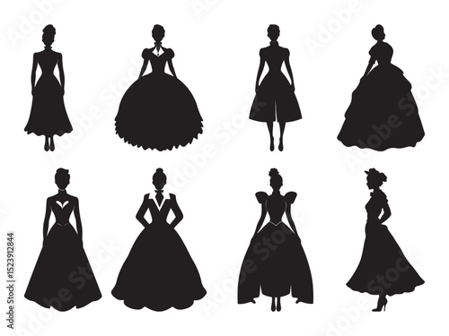 Elegant Vintage Women's Fashion Silhouettes
