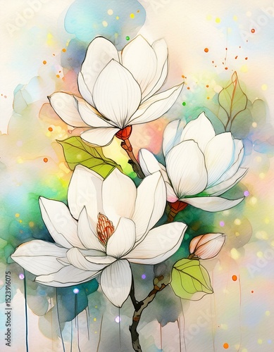 Generated image card design magnolias watercolor 