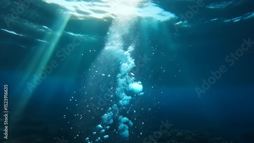 Wallpaper Mural Bubbles rising in clear blue water, illuminated by sunlight filtering through the surface. Torontodigital.ca