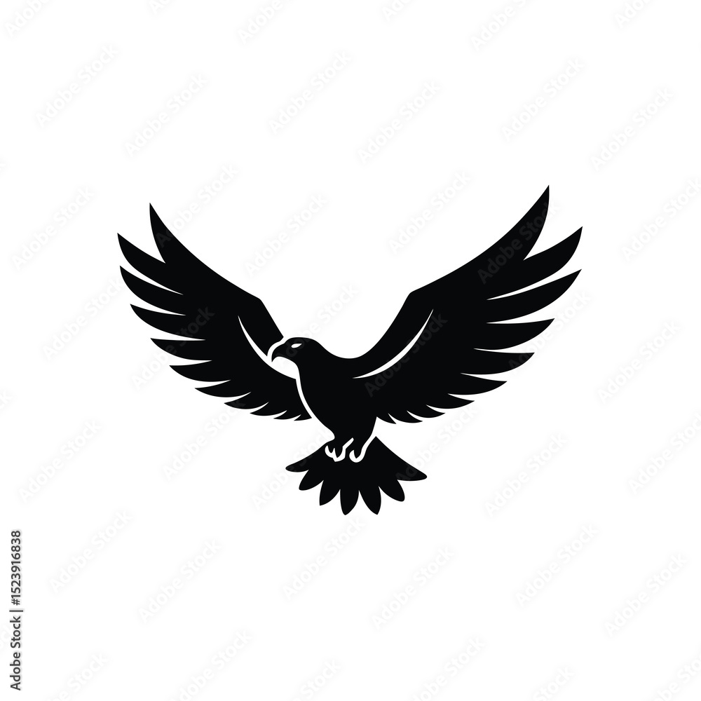 Fototapeta premium Eagle Soaring Vector Silhouette Sharp Wings