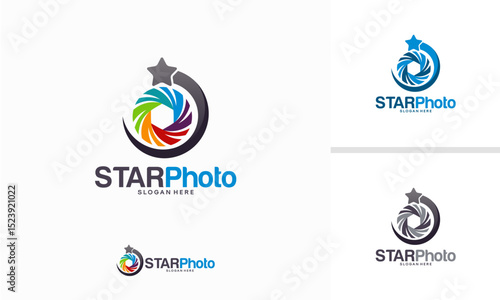 Star Photography logo design concept, Lens Star logo template vector
