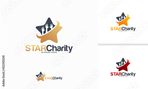 Star Charity logo designs concept, Shine Care logo template vector