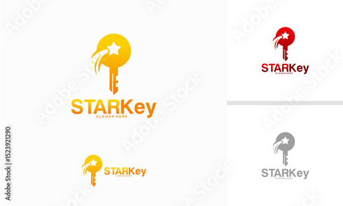 Star Key logo designs concept, Bright Key logo template vector