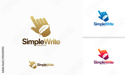 Simple Write logo designs concept, Online Firm logo template symbol, Feather logo