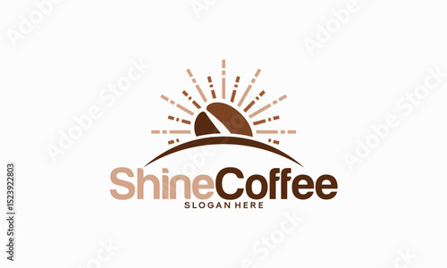 Morning Coffee logo, Shine Coffee logo designs concept vector, Bright coffee logo template