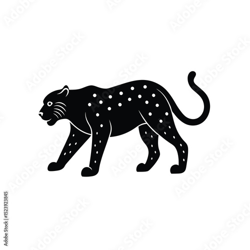Jaguar Prowling Vector Silhouette Bold Pixel