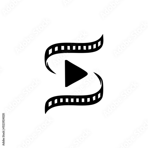 Vector logo of a film strip forming a play button, ideal for media, cinema, and video streaming themes.

