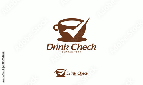 Drink Check logo designs concept vector, Safe Drink logo template