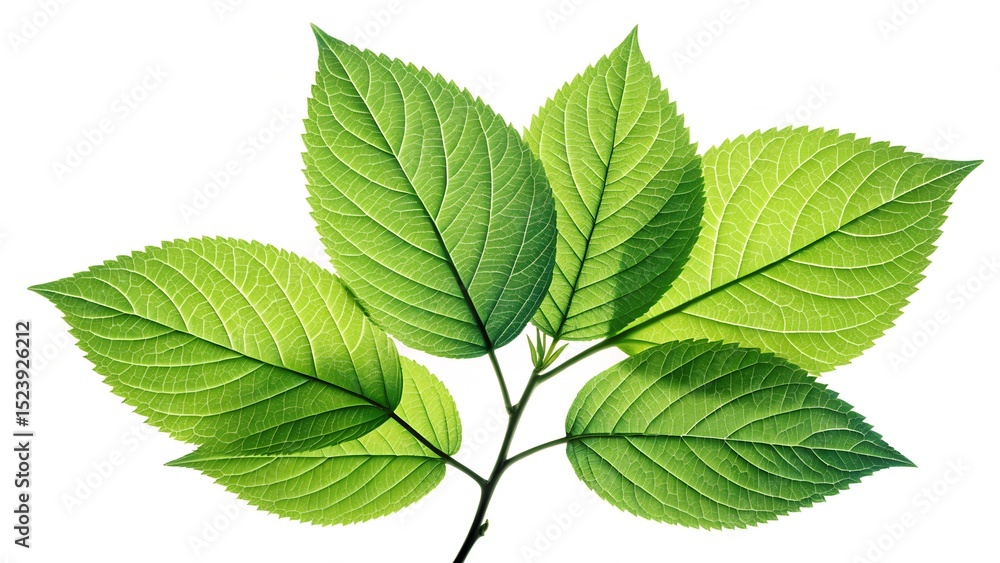 Fototapeta premium Sleek High-Contrast Leaf Cluster Representing Growth