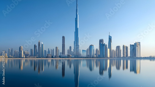 Dubai Skyline Reflection at Dawn
