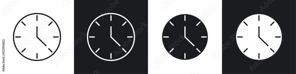 Clock face icon symbol collection on white background. Clock face icon symbol collection on white background.