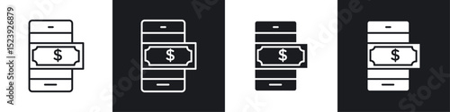 Send money smartphone icon symbol collection on white background.
