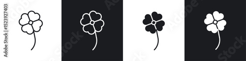 Clover icon symbol collection on white background.