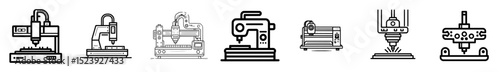 The icon for a laser cutting line represents a laser cutting machine or a metal steel cutter, embodying a modern CNC tool, and is also symbolic of a plasma engraving printer or an electric beam