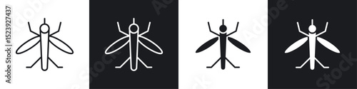Mosquito icon symbol collection on white background.