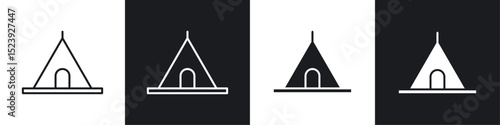 Tent icon symbol collection on white background.