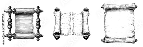 The Ancient scroll Egypt game icon represents an Egyptian treasure asset through a cartoon modern unrolled parchment with wooden handles on each side, mimicking old paper templates used for treasure