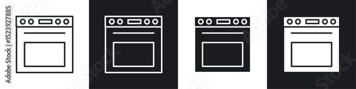 Oven icon symbol collection on white background.
