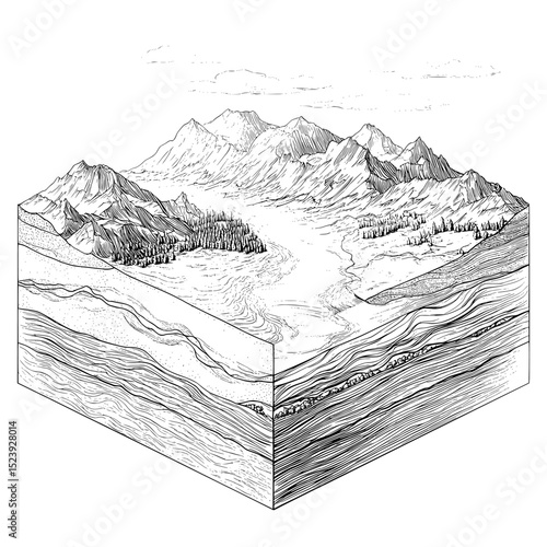 The earth's geology is composed of various layers, including bedrock, weathered rock, subsoil, topsoil, and organic matter, as shown in a cross-sectional infographic