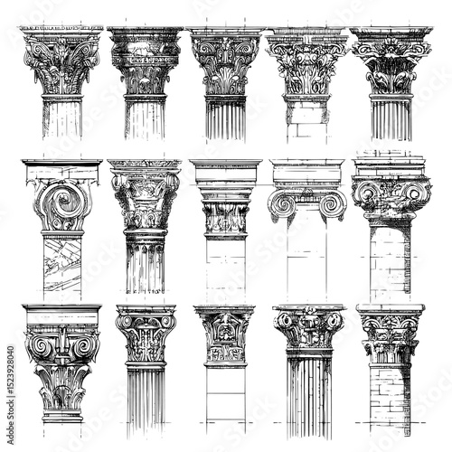 The architectural heritage of Greece and Rome is reflected in the design of modern icons, which incorporate elements like columns, pillars, and ornate cornices