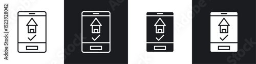 Reservation smartphone icon symbol collection on white background.