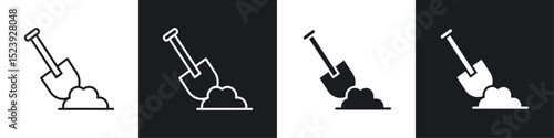 Digging icon symbol collection on white background.