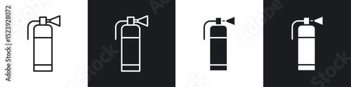 Fire extinguisher icon symbol collection on white background.