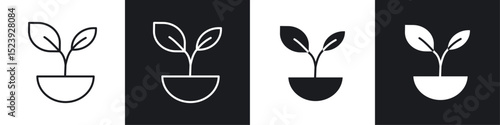 Seedling icon symbol collection on white background.