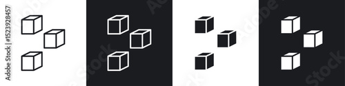 Cubes icon symbol collection on white background.