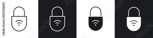 Nfc lock icon symbol collection on white background.