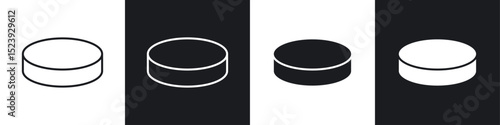 Hockey puck icon symbol collection on white background.