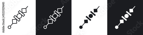 Skewer icon symbol collection on white background.