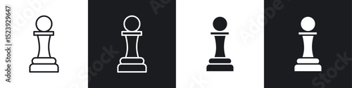 Chess pawn icon symbol collection on white background.