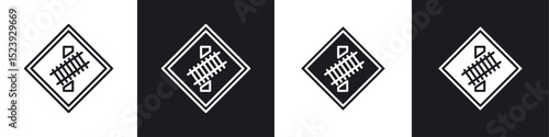 Railroad crossing sign icon symbol collection on white background.
