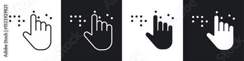 Braille icon symbol collection on white background.