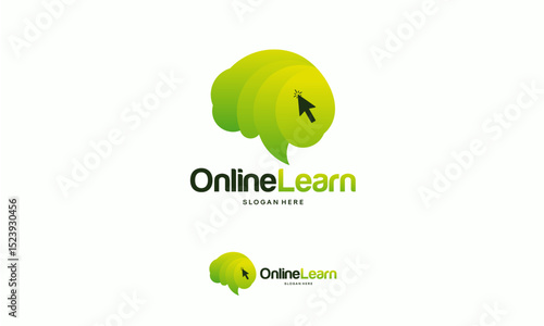Online Learn logo designs concept vector, Brain logo template