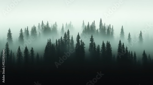 Misty Forest, Coniferous Trees