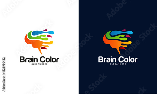 Brain Logo designs template, Colorful Brain logo designs concept vector